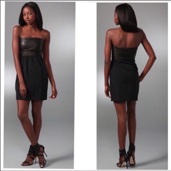 Theory Dresses & Skirts - Theory Amandie Chateau Leather Strapless Dress Black Size 6